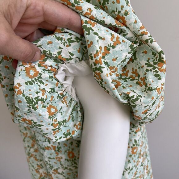 Umgee 1XL Green Floral Blouse Puff Sleeves Boho Shabby Cottage Chic Top Popover - Picture 6 of 12